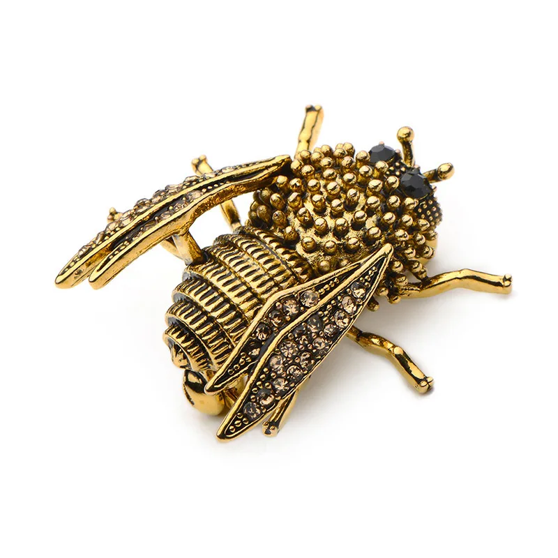 Женская винтажная брошь Wuli&baby, металлическая брошь в форме пчелы, золотого и серебряного цвета, свадебная брошь, брошь-значок для банкета или вечеринки