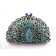 8105TK Multi-farbe Kristall Pfau Tier Vogel Hochzeit Braut Party Night hohlen Metall Evening clutch tasche fall