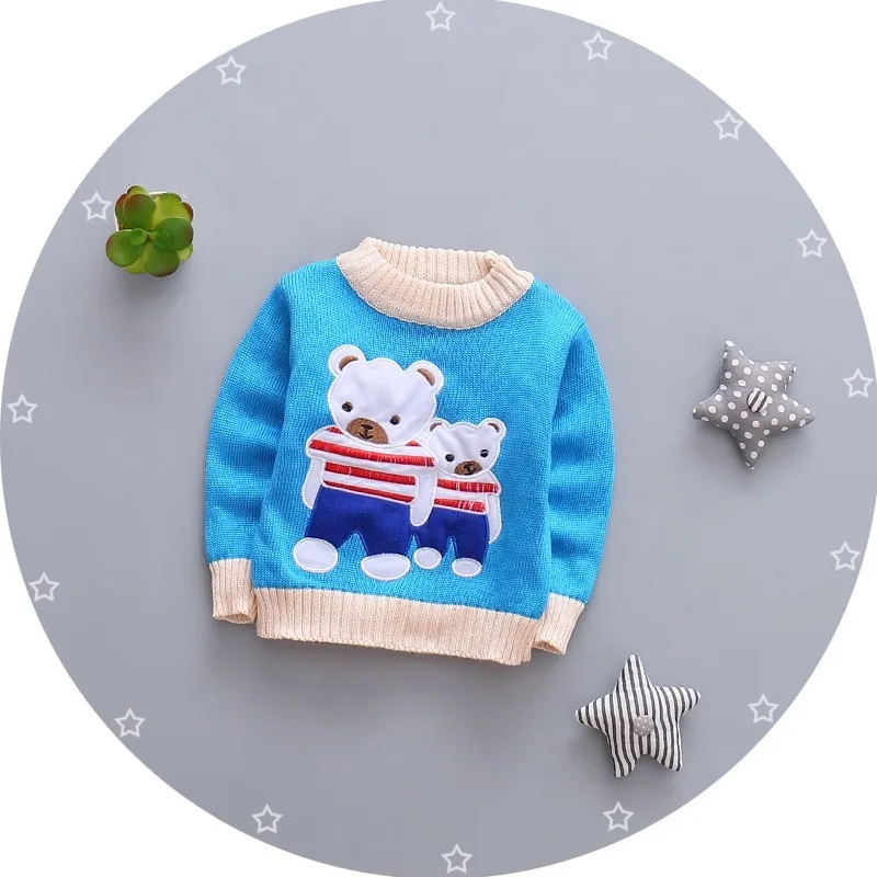 BibiCola/весенне-осенний свитер для маленьких девочек и мальчиков, пуловер с рисунком милого медведя, свитера, вязаная детская одежда, детская верхняя одежда