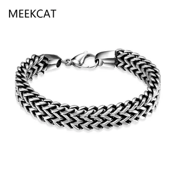 

MEEKCAT Brand 5.0*12MM Width Dual Layer Snake Chain 316L Stainless Steel Bracelet Mens Boys bracelets For Tough Guys Wholesale
