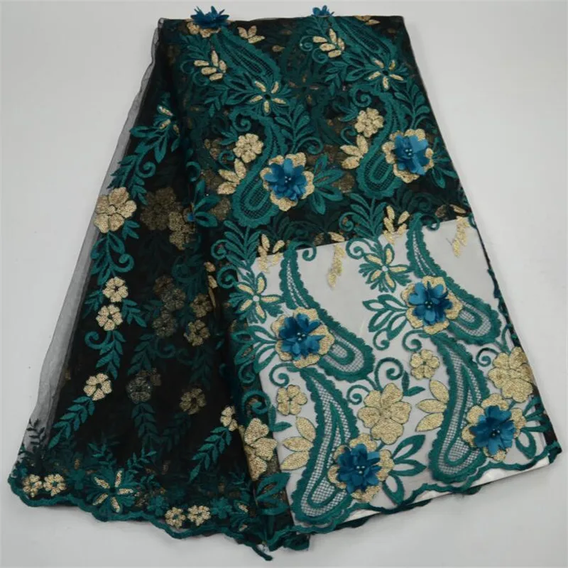

African lace fabric top selling nigeria voile french lace fabric with 3D flower popular 5 yards per lot wedding dress lace