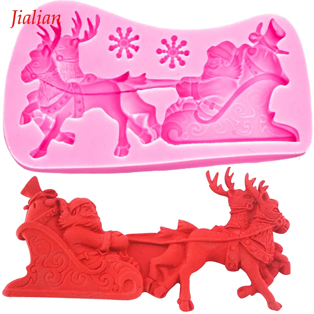 

Christmas Deer the old man Shaped Food safe fandant silicone moulds for cakes decoration confectionery accessories tools FT-0035