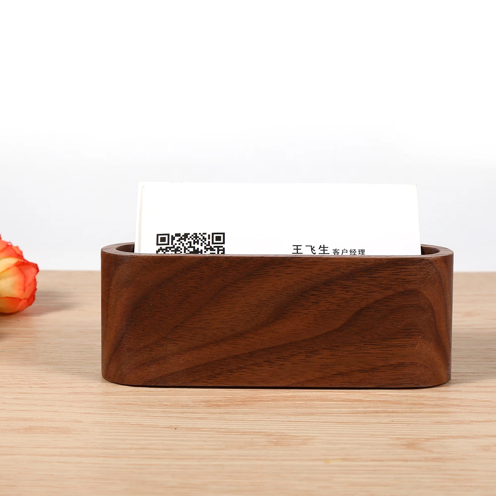 Деревянная визитная карточка, держатель, коробка для хранения, настольный органайзер, кредитный бизнес-держатель для карт, для дома, офиса, чехол для стола, устройство для отображения