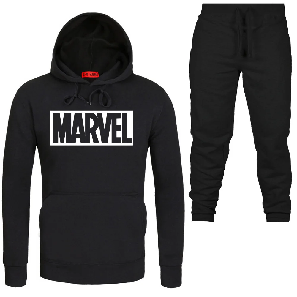 

New 2019 MARVEL Print Hoodie Suit Men Hot sale Sportswear Mens Hoodies+Pants Suit Male Winter Autumn Fashion tracksuit