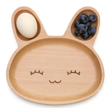 Niedlichen Kaninchen Auto Schwein Elefant Futternapf für Kinder Baby Holz Vorspeise Platte 3 Fach Abendessen Platte Tablett für Kinder