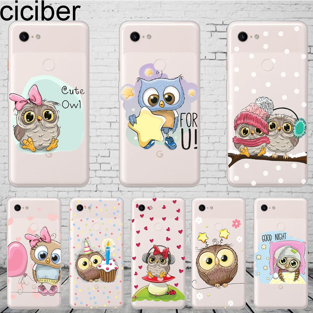 

ciciber Anime Animal Cute Owl Phone Case For Google Pixel 3 2 XL Clear Soft Silicone Cover for Pixel 3XL 2XL Coque Funda Capa