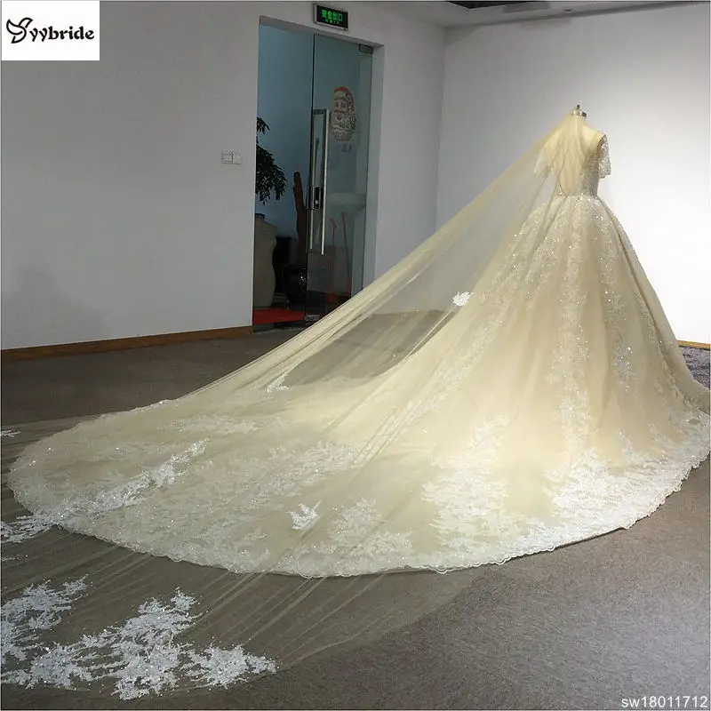 Преодолеть Новое Элегантное кружевное Бисер Свадебные платья с круглым вырезом одежда с длинным рукавом Винтаж свадебное платье