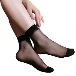 Прозрачные шелковые носки для женщин летние сексуальные короткие носки ультратонкие женские эластичные нейлоновые черные прозрачные