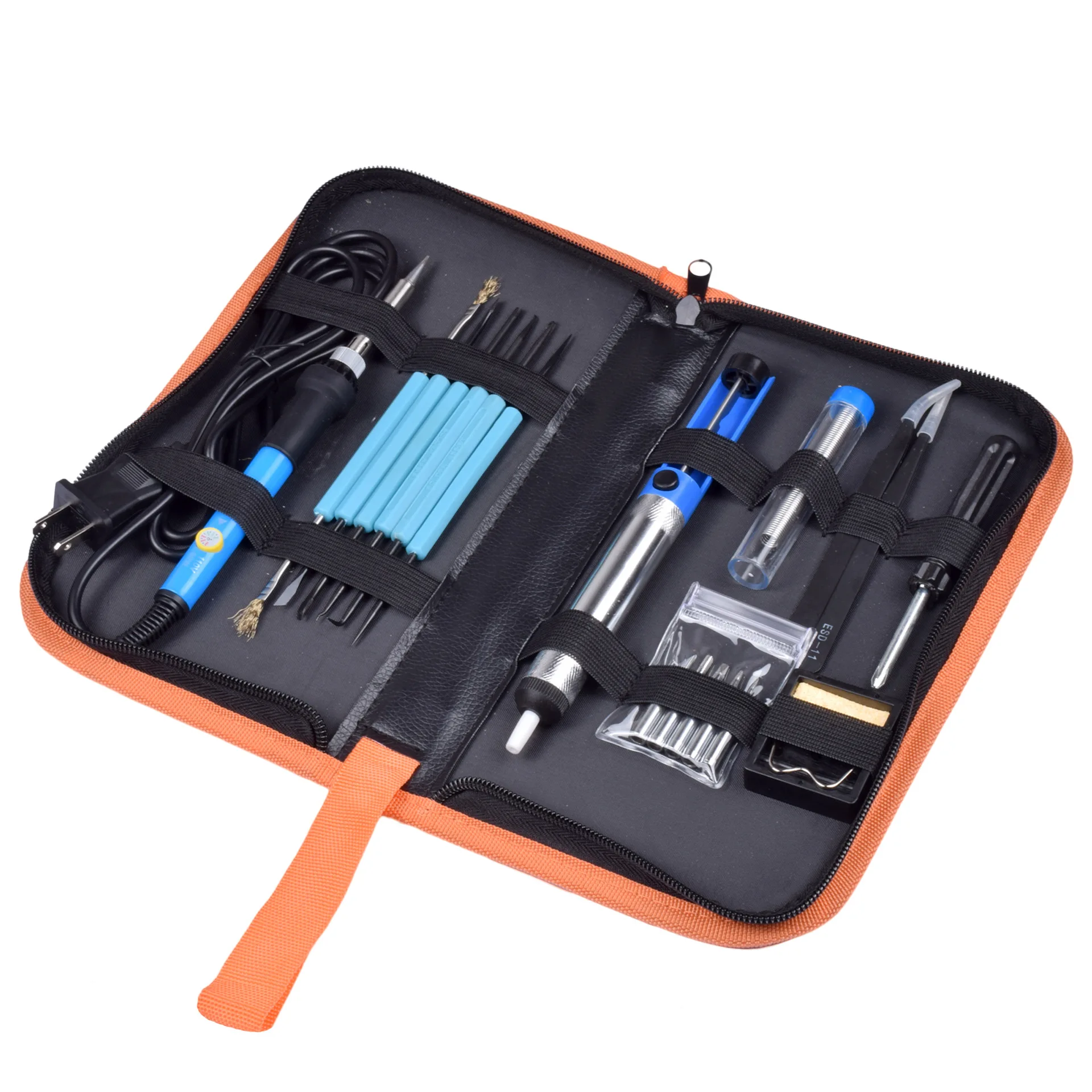 

16 In 1 60W Adjustable Temperature Electric Soldering Iron Kit EU/US 110/220V 5pcs Tips Portable Welding Repair Tool Tweezers