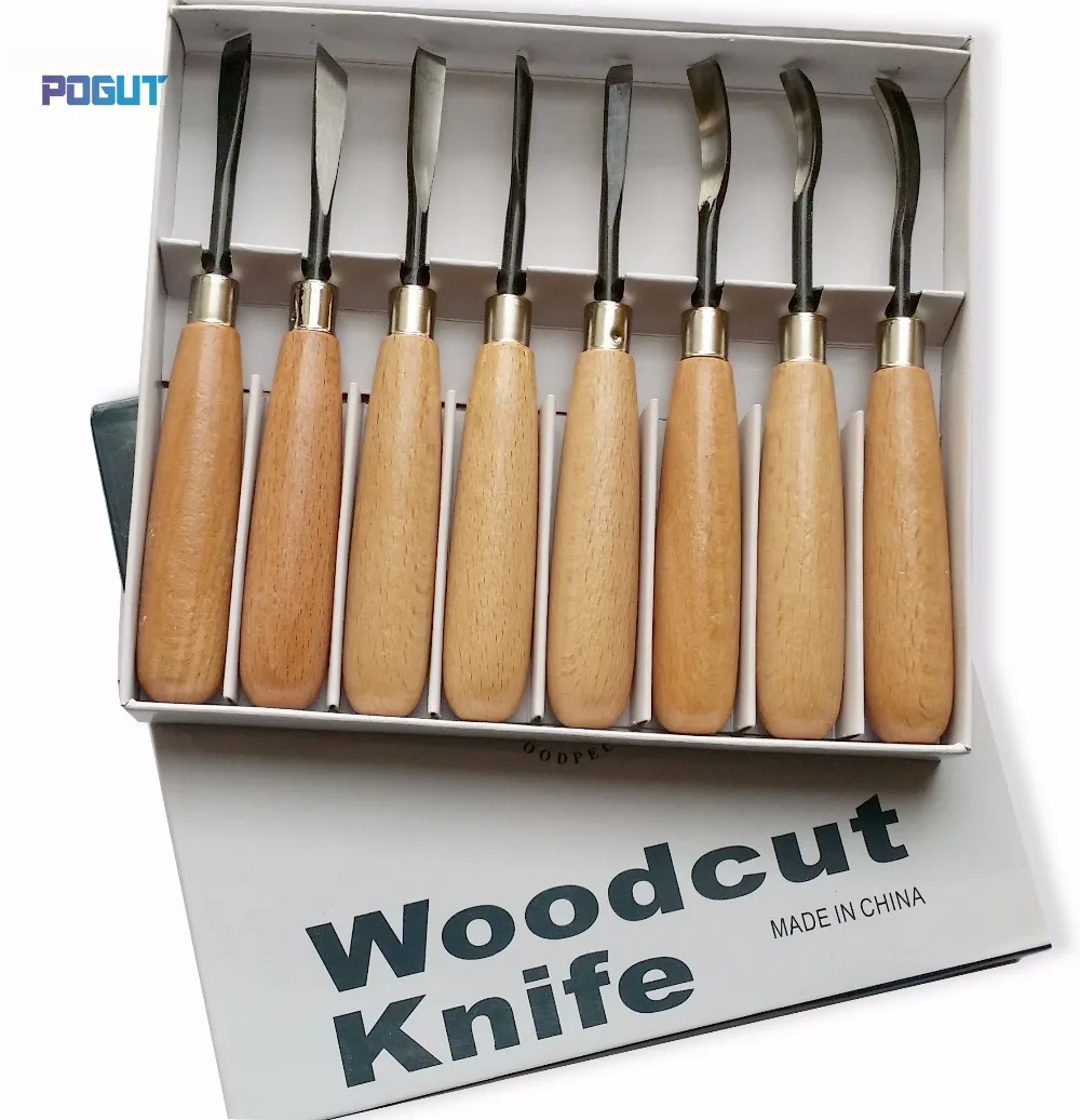 Free Shipping, 6Pcs Woodpecker Dry Hand Wood Carving Tools Chip