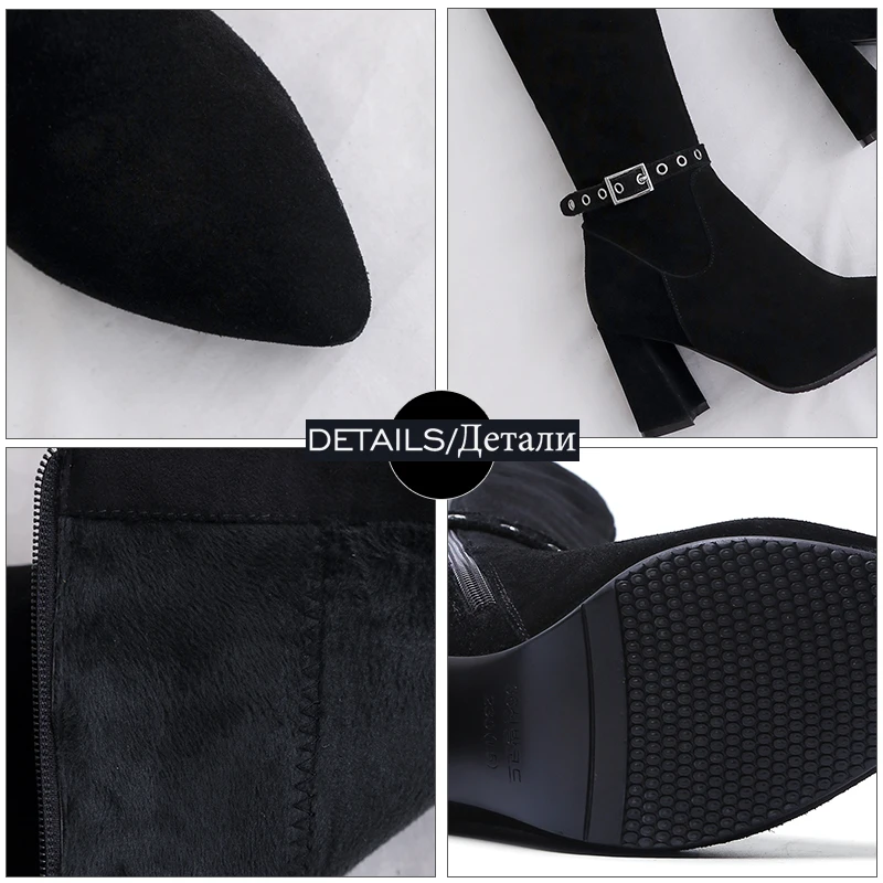 Duan Frauen Stiefel Cm Boot High Black Spitz Winter Knie Plus Größe Mao 8 Frau Hohe Kuh Zip 2018 43 Wildleder black Mao8 Isnom Cm Schuhe Heels Weibliche Hou 33 xP1ItfPw