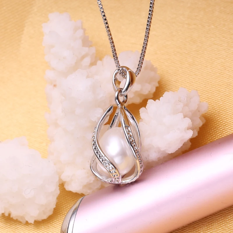 Best FENASY 925 Sterling Silver Set Natural Freshwater Pearl Jewerly Sets For Women Accessories Cage Jewellery Earrings Necklace Set