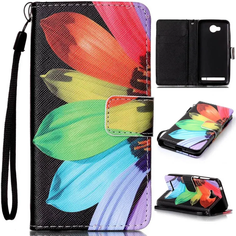 Wallet Case Pouch Pu Leather Cover Phone Cases Cartoon Pattern Flip Protective Covers For Huawei Y3 II With Stand Card Holder -1