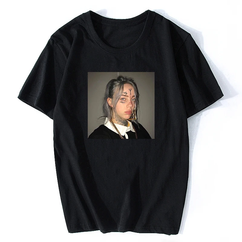 

Billie Eilish Music Vintage T Shirt 100% Cotton Short Sleeve Music T-shirts for Men/Women New2019 XXXL Mens Cool T Shirts