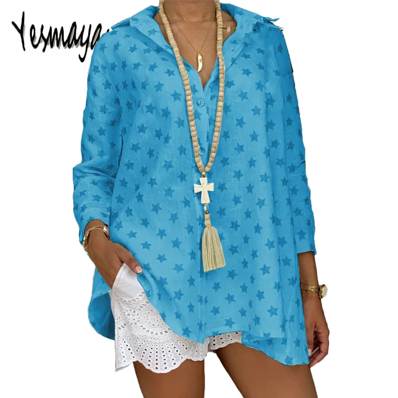 

Streetwear Blouse Women Long Sleeve Plus Size 5XL Stars Print Spring Autumn Shirt Top Womens Tops And Blouses Blusas Mujer 2019