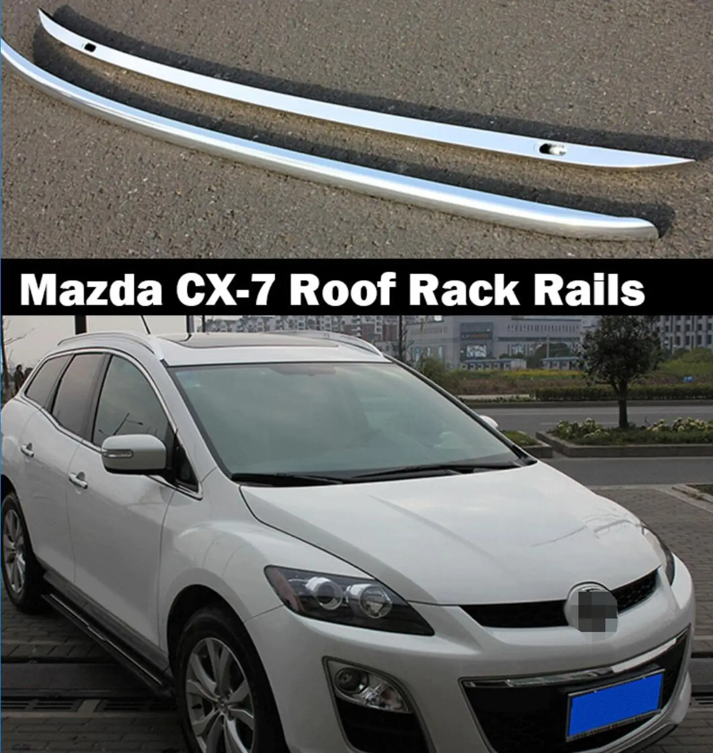 

For Mazda CX-7 2010-2015 2016 2017 2018 Aluminium alloy Silver Top Roof Rails Rack Side Bars Decoration Trim Car Accessories