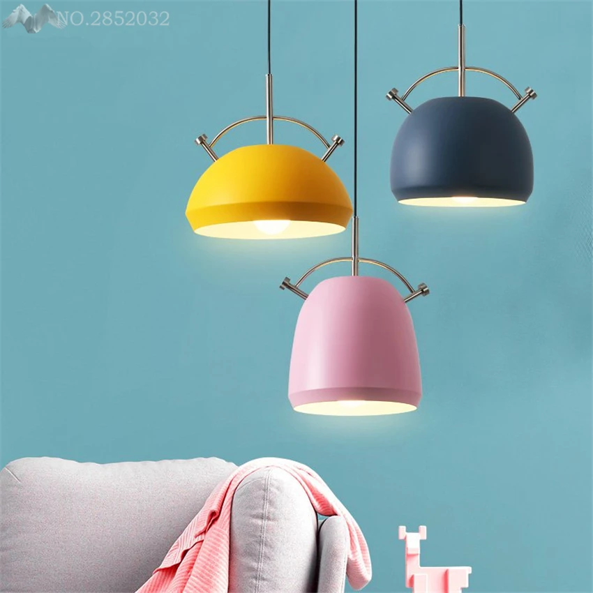 

Nordic modern personality Creative pendant lamp iron Macaron pendant light for living room bedroom bedside Bar restaurant lights