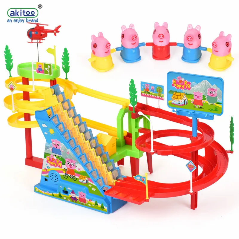 Akitoo 1074 Rail игрушечный автомобиль горка сборка Электрический подъем вверх по