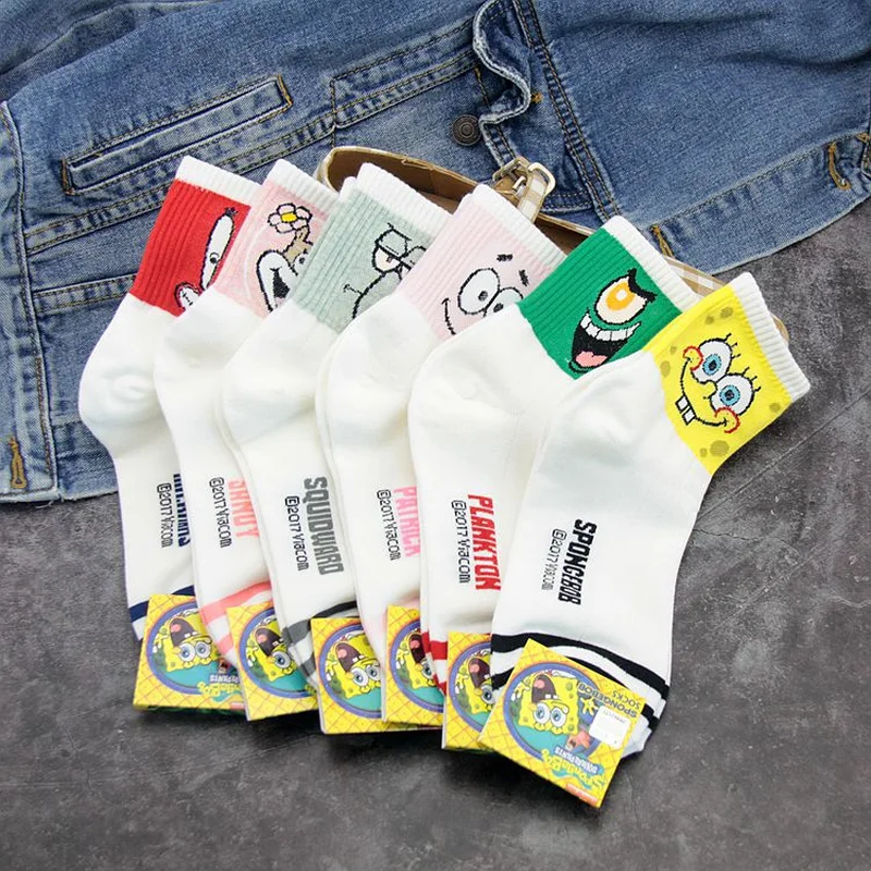 

Cartoon Captain Eugene H Armor Abs Krabs print socks Sheldon James Plankton Jr Squidward Tentacles women cotton sock cute funny