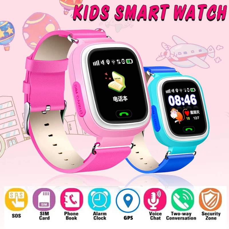 Q90 GPS Child Smart Watch Phone Position Children Watch 1.22 inch Color Touch Screen WIFI SOS Smart Baby Watch VS Q80 Q50 Q60 