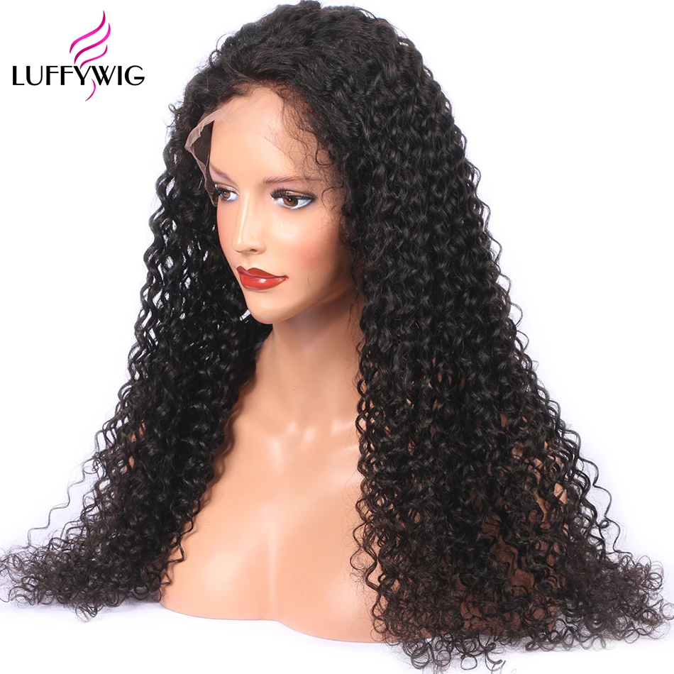 LUFFYHAIR бразильские волосы remy 5x4,5 шелковая основа полный парик шнурка кудрявый парик шнурка волос предварительно выщипанные для женщин детские волосы отбеленные