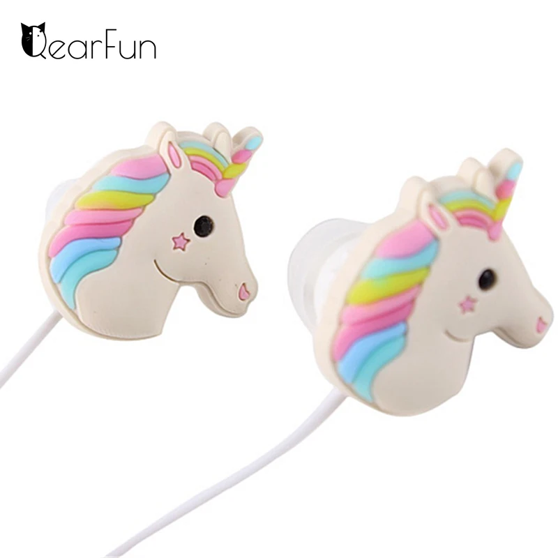 Cute Unicorns Cartoon Earphones Colorful Rainbow Horse In ear Earphone 3 5mm Earbuds With Mic For