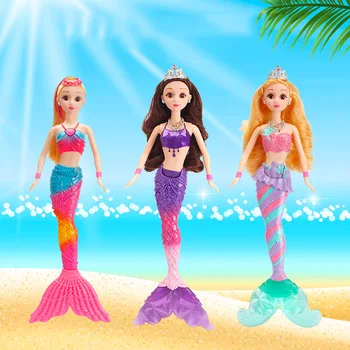 

35cm BJD Doll Moveable Fashion Mermaid Doll Girl Toys for Kids Dress Up 3D Eyes Princess with Fishtail Music Toy for Girls