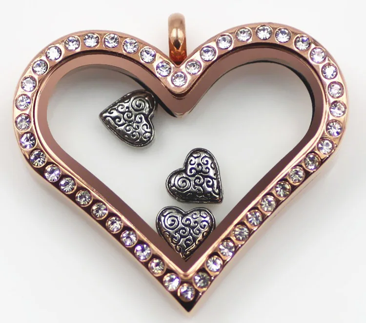 

Free Shipping! 20PCS Alloy Hearts Floating Charms For Memory Glass Floating locket as Mom Lovers, Families gift