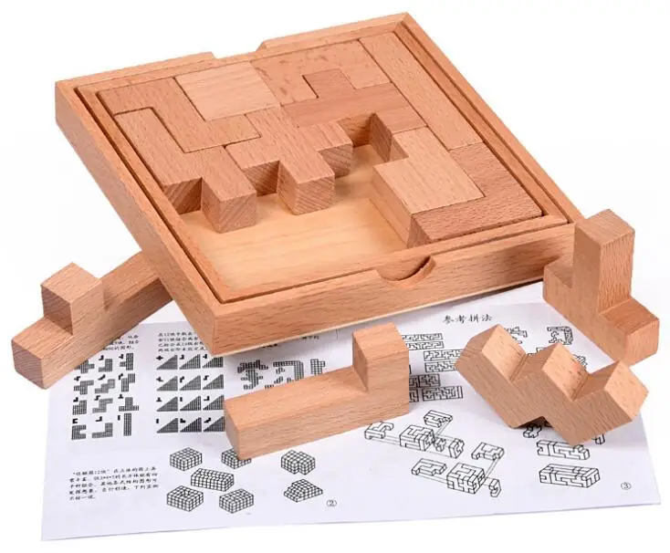 Challenging IQ Wooden Tangram Puzzle Logic Mind Brain Teaser