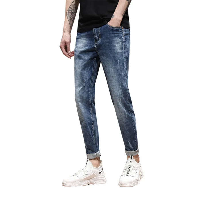 Джинсы мужские классические мужские s джинсы синие хлопковые рваные джинсы с вышивкой для мужчин брендовые дизайнерские байкерские джинсы