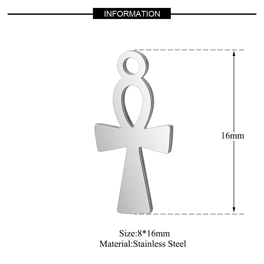 10 шт./лот,, нержавеющая сталь, египетский крест, амулеты, VNISTAR, полированная лента с символом мира, сделай сам, ювелирное изделие, шарм, принадлежности для поиска