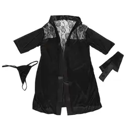Сексуальное женское белье Черное Кружевное пятно интимное ночное белье Babydoll платье ночное белье