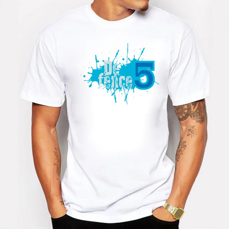 Newest Men De fence 5 Printed T Shirt Blue Ink Splashes Tops man Custom Short Sleeve Cool Swag Tees | Мужская одежда