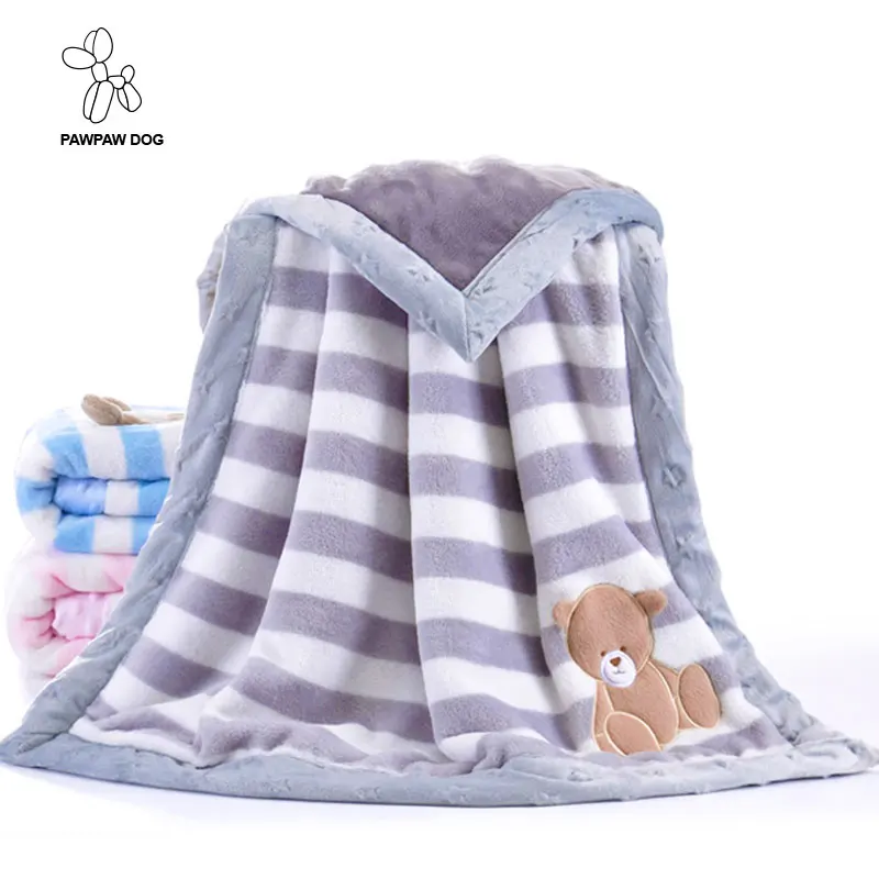 

Coral Fleece Soft Plush Blanket Throws on Bed/Plane Polyester Living Room Blankets Portable Striped Plaids Sofa for children