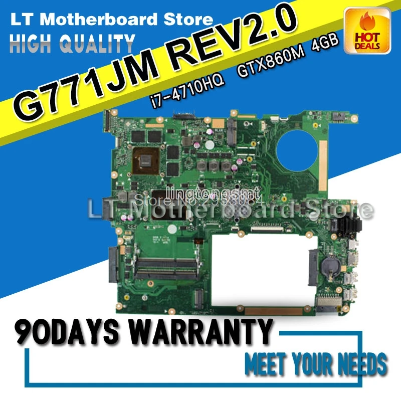 G771JM материнской REV2.0 i7-4710HQ GTX860M HM87 4G для For Asus G771J G771JW Материнская плата ноутбука