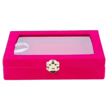 

Velvet Glass Ring Earring Jewelry Display Organizer Box Tray Holder Storage Case