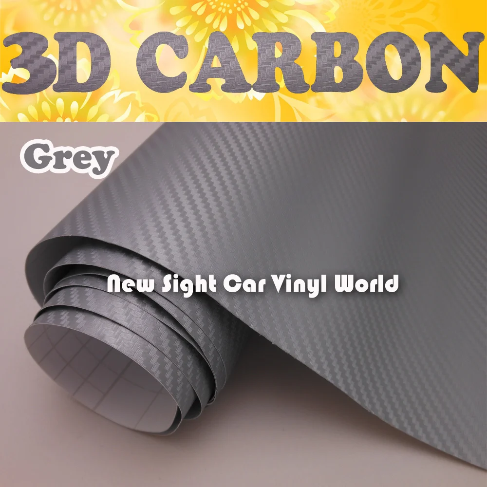 Высококачественная серая пленка из углеродного волокна, серая 3D виниловая пленка из углеродного волокна для автомобилей, без пузырьков, Размер: 1,52*30 м/рулон