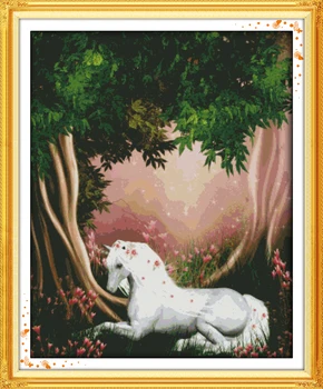 

The unicorn in the forest counted printed on fabric DMC 14CT 11CT Cross Stitch kitsembroidery needlework Sets Home Decor