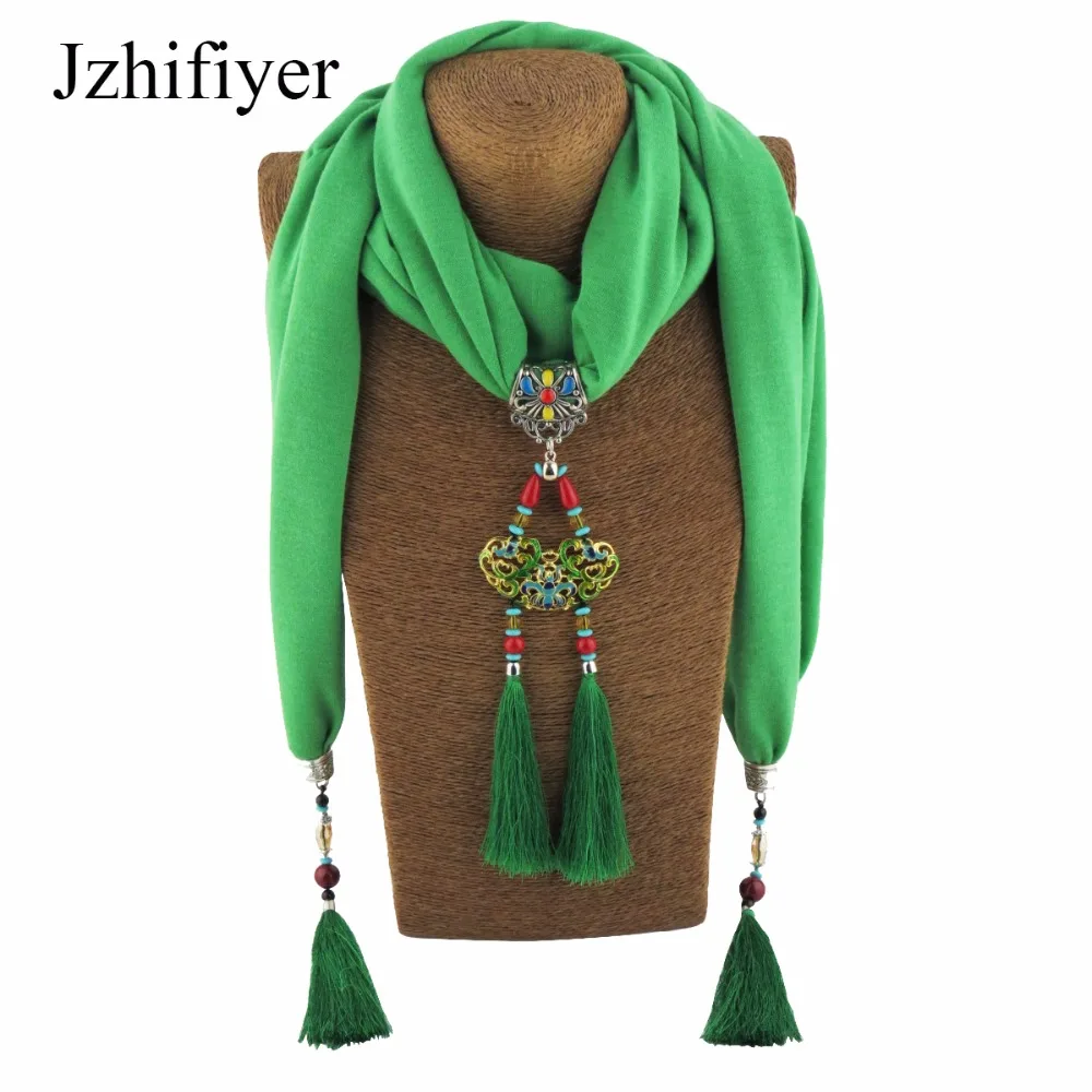 

Jzhifiyer hip-hop pendant Jewelry scarf necklace cotton soft scarves women shawl bead jewellery beach bandana scarf women