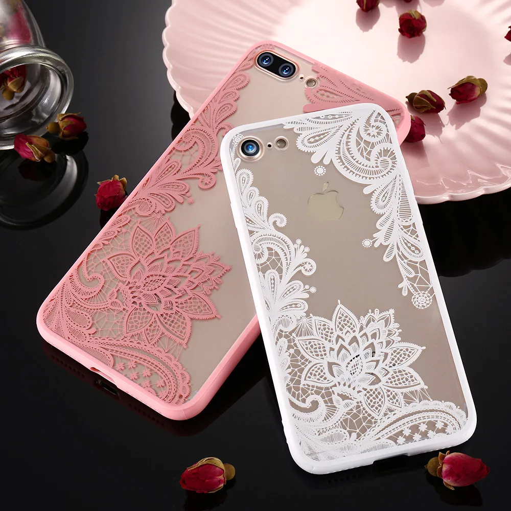 

Cyato Case For iPhone 6 6s 7 8 Plus 5 5S 3D Lace Flower Back Cover For iPhone 6 6s 7 8 Plus 5 5S SE Phone Cases Accessories