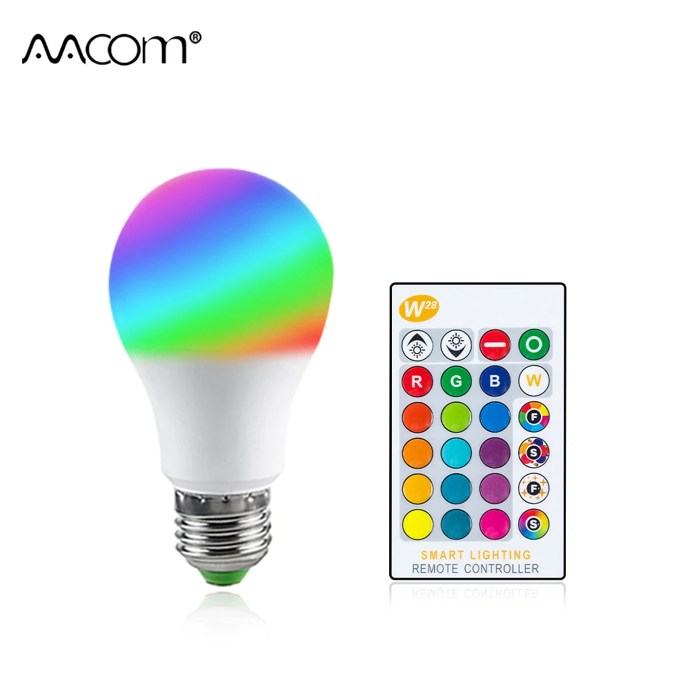 E27 светодиодный ная лампа 5 вт 10 15 RGB + белая светодиодная 16 цветов дневная