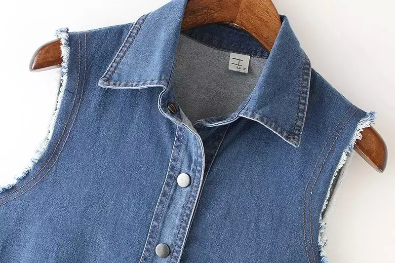 blue jean jacket without sleeves