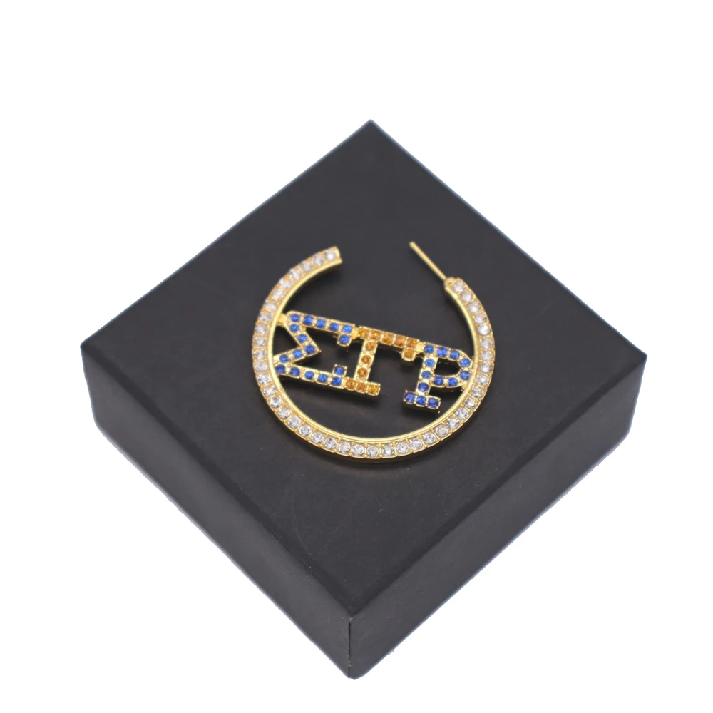 Двойной нос металлический золотой кристалл греческая буква SGR Sigma Gamma Rho серьги Sorority ювелирные изделия для жизни женщин подарок