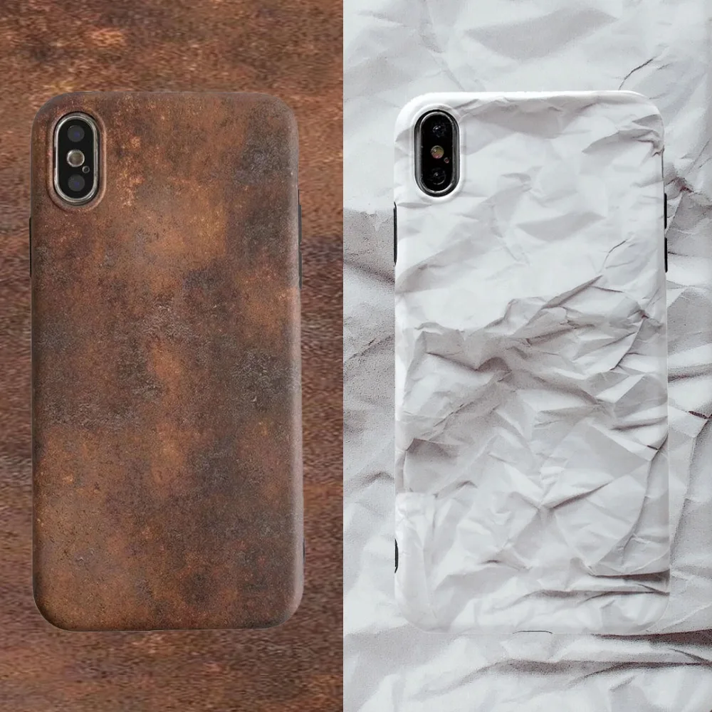 

Special design for iPhone X case XS back cover 6s Plus 6 7 8 Plus XR XS MAX fitted case rusty iron design crumpled paper Denim