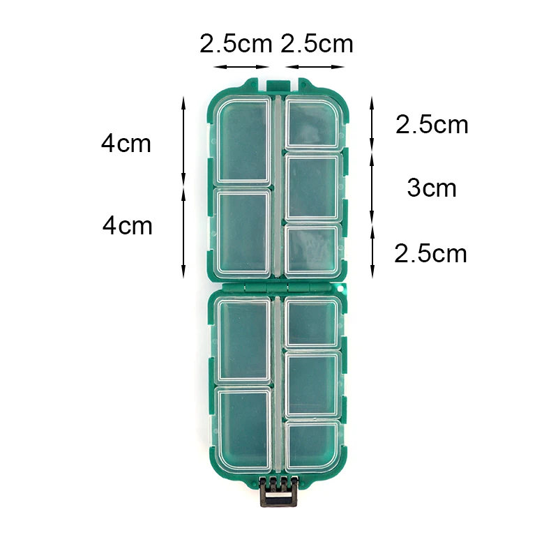 Ящик для хранения рыболовных снастей 1 шт. зеленый пластик 10 отсек съемные рыболовные аксессуары ассортимент чехол для хранения
