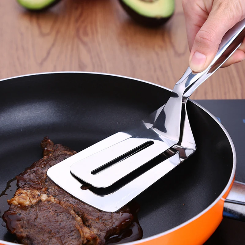 High Quality Stainless Steel BBQ Tongs 10 Kitchen Food Serving Tongs Pizza Bread Clip Fried Steak Turner Gripper Barbecue Tools (6)