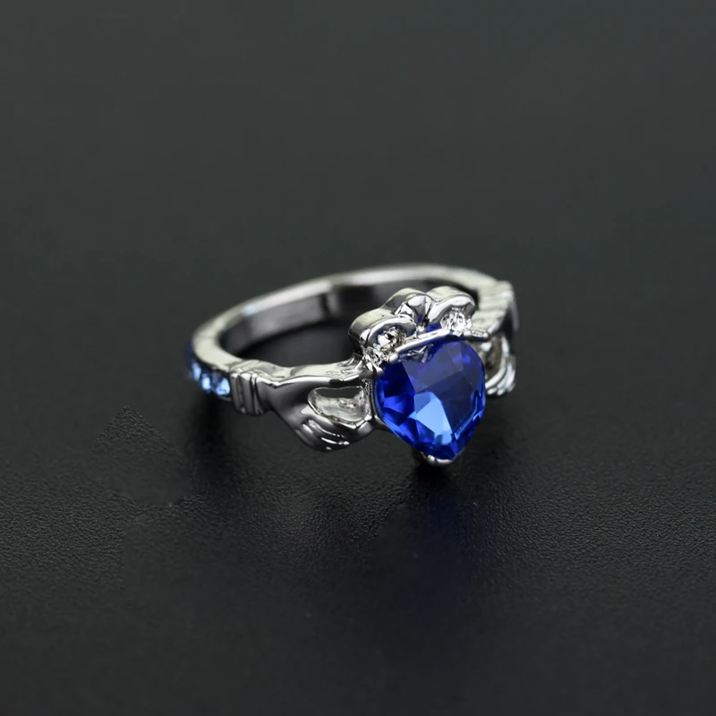 

MQCHUN Harry Ring Ravenclaw School Rings Holding the Crystal Love Heart Crown Wedding Ring Blue Crystal Ring -25