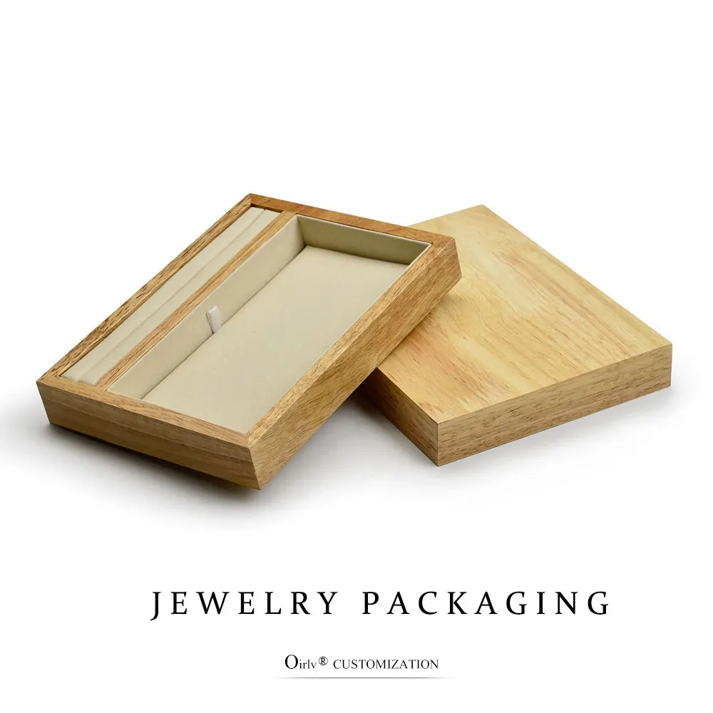 Oirlv Wood Jewelry Display Tray Necklace Pendant Watch Holder Shop Counter Showcase (17)