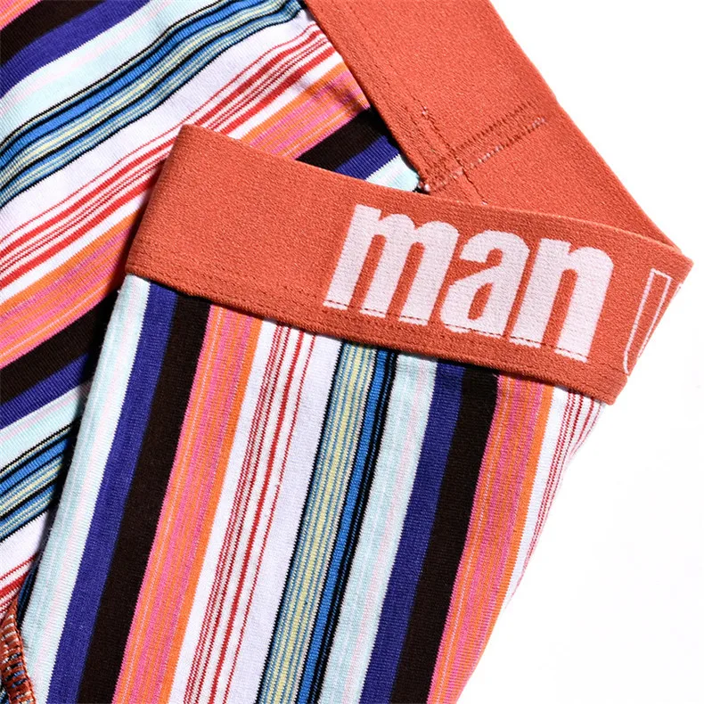 UYEEMU Brand 3Pcs Lot Mens Boxers Underwear 95% Cotton 5% Spandex Short Boxers Men Striped Style Home Underpants Interior Hombre-05