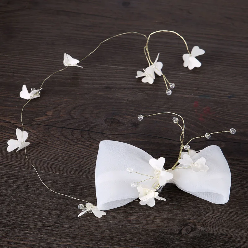 

Sweet White Pink Bowknot Headbands For Women Beauty Bride Wedding Hair Accessories Fabric Flower Hair Ornament Hair Band Tiaras